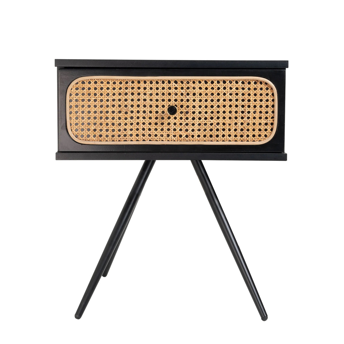 Alexa (Rattan) Bedside Table Black 57cm