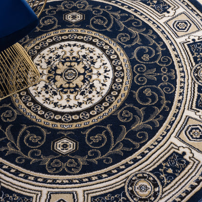 Estate 511 Navy Traditional, Classic Round Rug