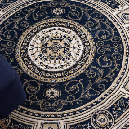 Estate 511 Navy Traditional, Classic Round Rug