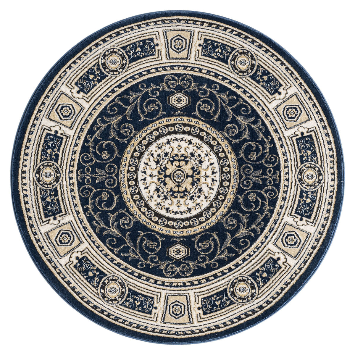 Estate 511 Navy Traditional, Classic Round Rug