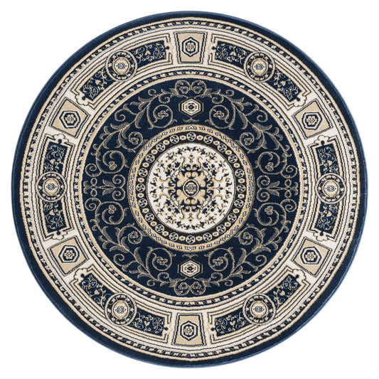 Estate 511 Navy Traditional, Classic Round Rug