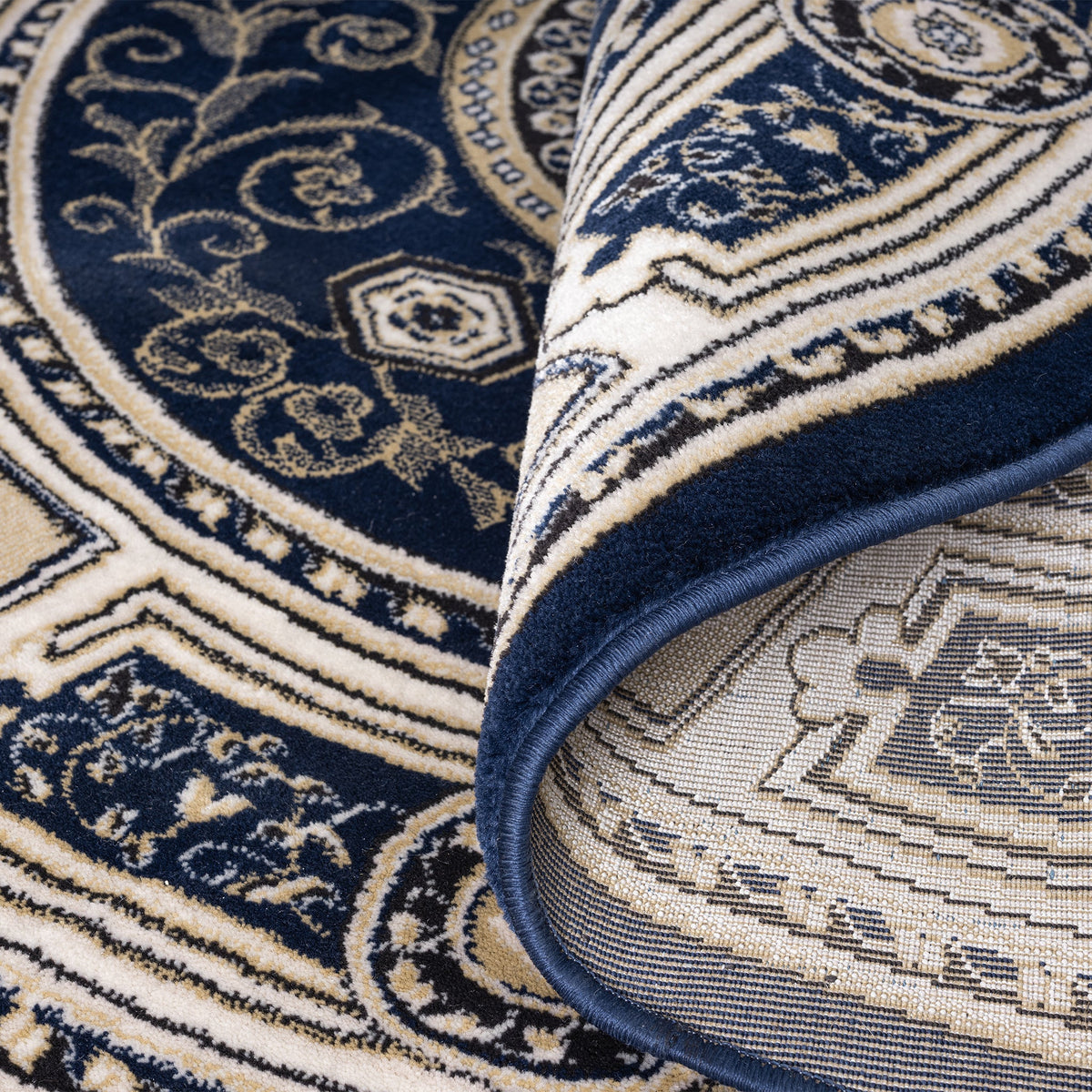 Estate 511 Navy Traditional, Classic Round Rug