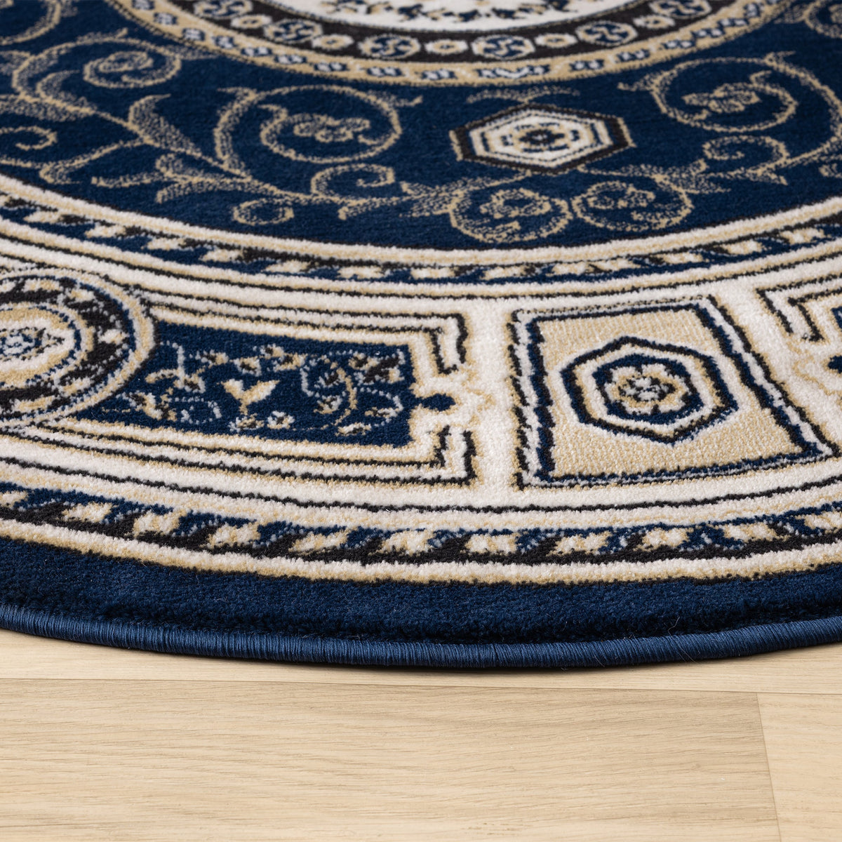 Estate 511 Navy Traditional, Classic Round Rug