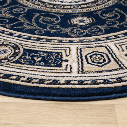 Estate 511 Navy Traditional, Classic Round Rug
