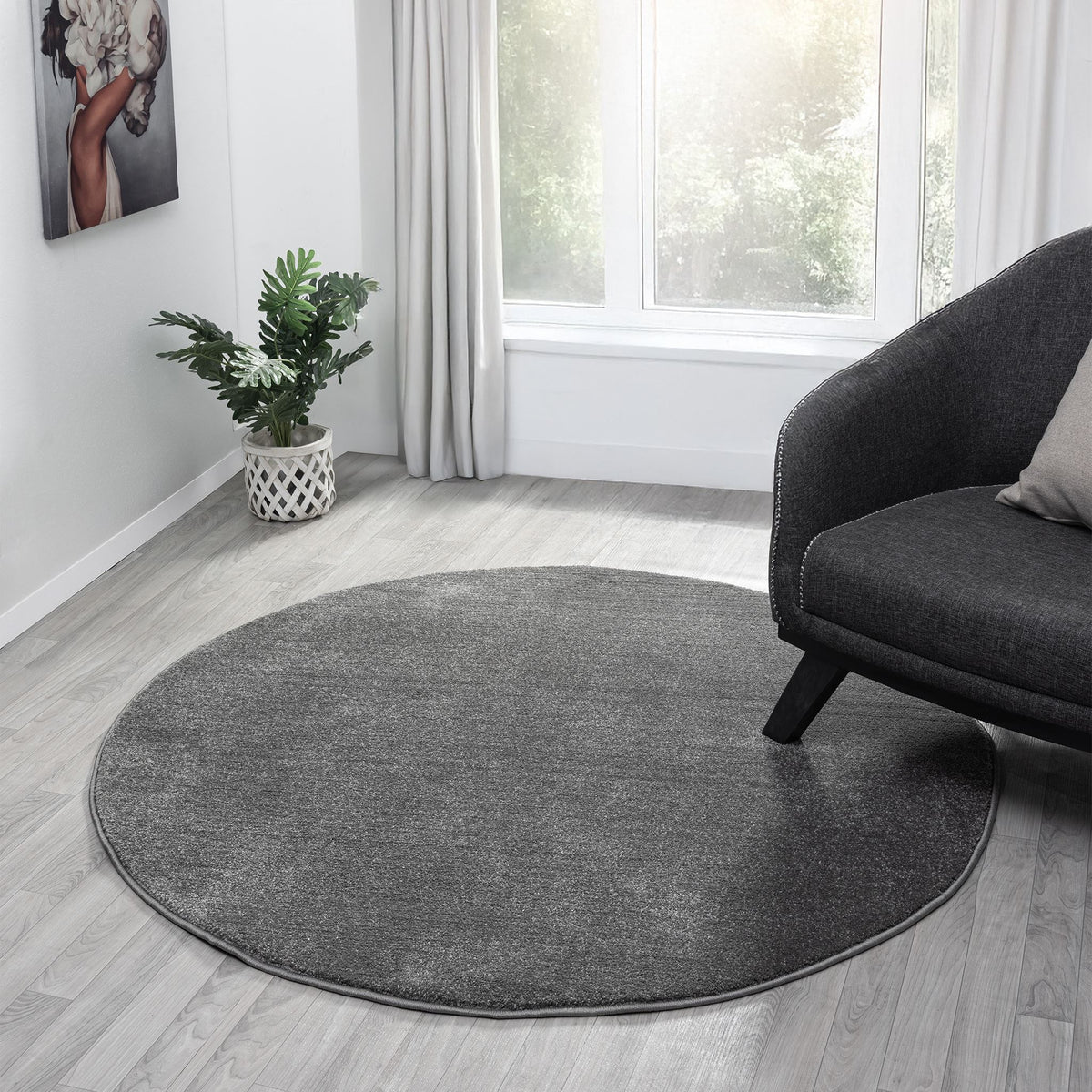 Europa 1000 Dk Grey Round Rug