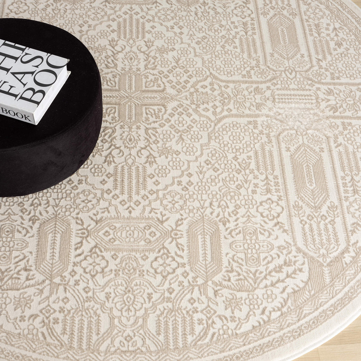 Fable 472 Sand Abstract, Modern Round Rug