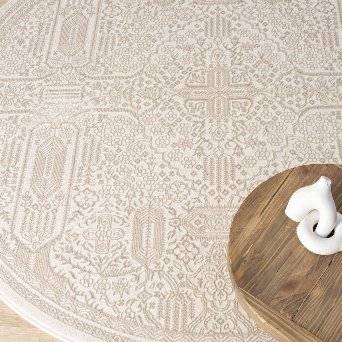 Fable 472 Sand Abstract, Modern Round Rug