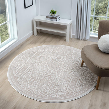 Fable 472 Sand Abstract, Modern Round Rug