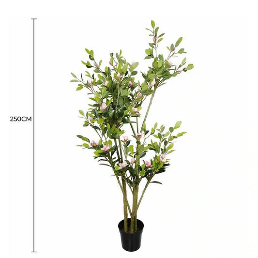 Faux Flowering Pink Magnolia Tree with Pot 250cm - Image 2