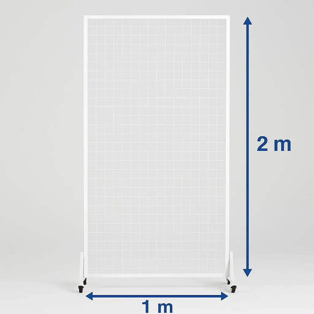 Versatile and Premium White Flower Wall Stand / Portable Event Screen with Wheels 2m x 1m