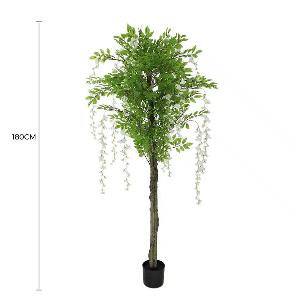 Flowering Artificial Wisteria with White Flowers 180cm - Image 2