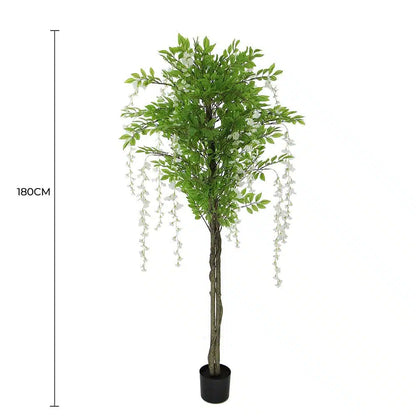 Flowering Artificial Wisteria with White Flowers 180cm - Image 2