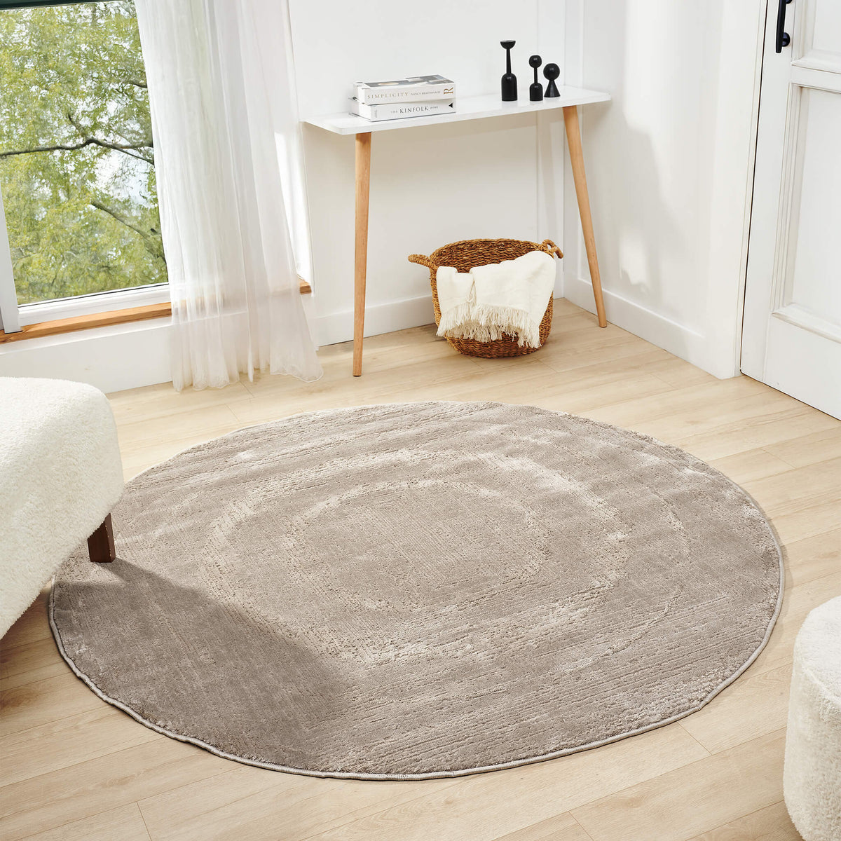 Fortune 771 Beige Modern Round Rug