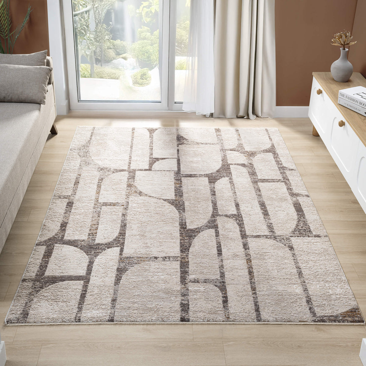 Glamour 722 Stone Contemporary Rug