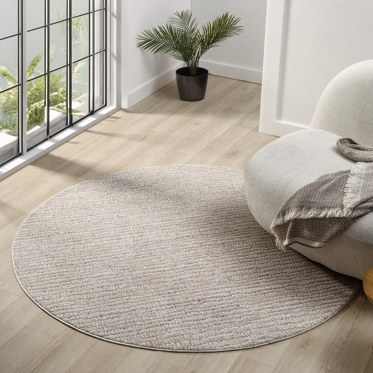Glamour 724 Oak Contemporary Round Rug