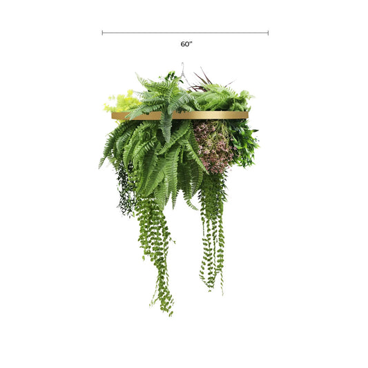 Gold Framed Roof Hanging Disc With Tropical Foliage and Draping Ferns 60cm UV Resistant - Image 2