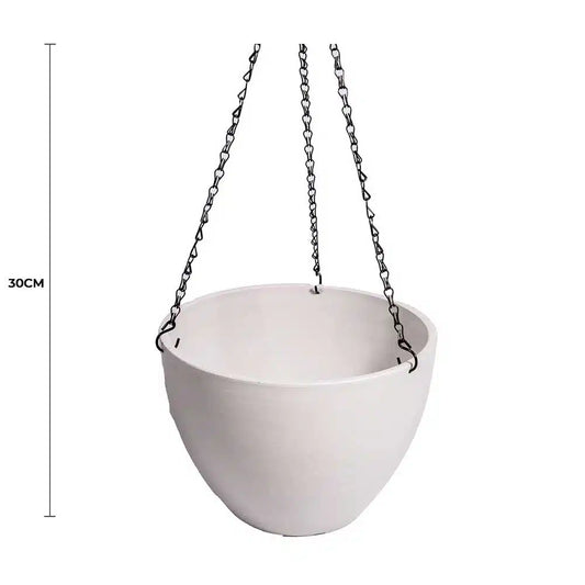 Hanging Rustic White Plastic Pot with Chain 30cm - Image 2