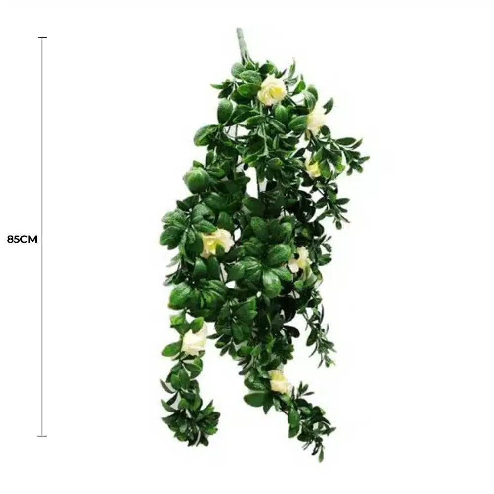 Hanging White Rose Stem UV Resistant 85cm - Image 2