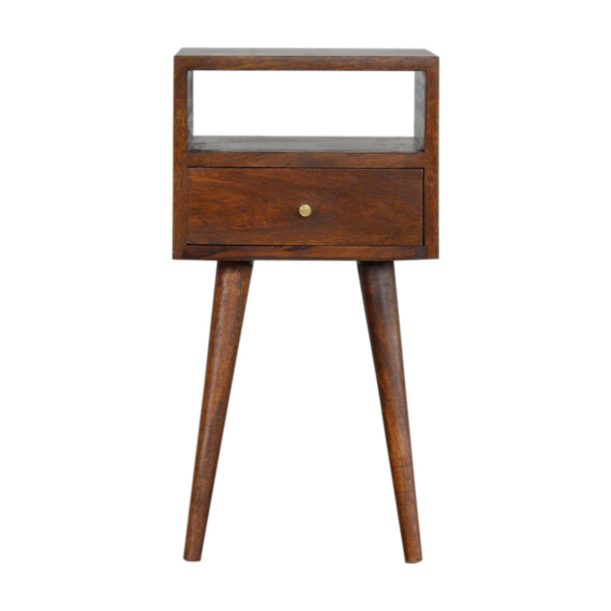 Mini Chestnut Bedside with Shelf 57cm