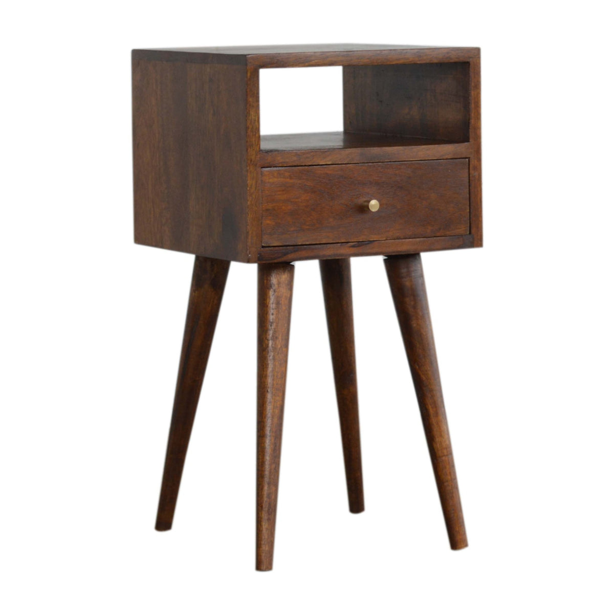 Mini Chestnut Bedside with Shelf 57cm