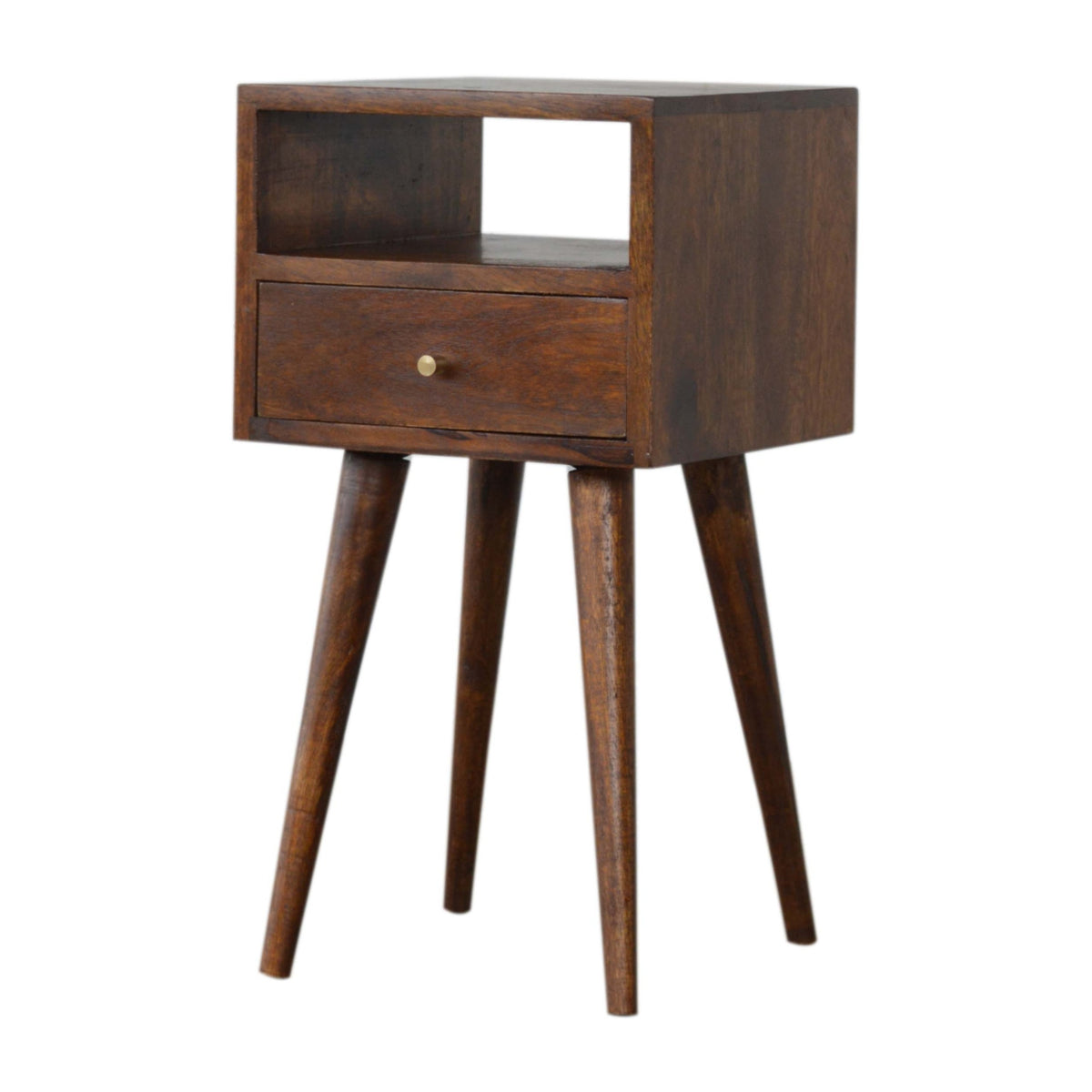 Mini Chestnut Bedside with Shelf 57cm