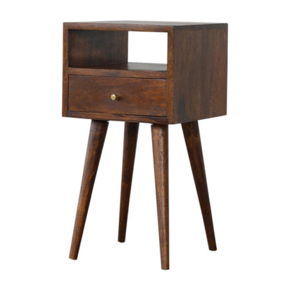 Mini Chestnut Bedside with Shelf 57cm