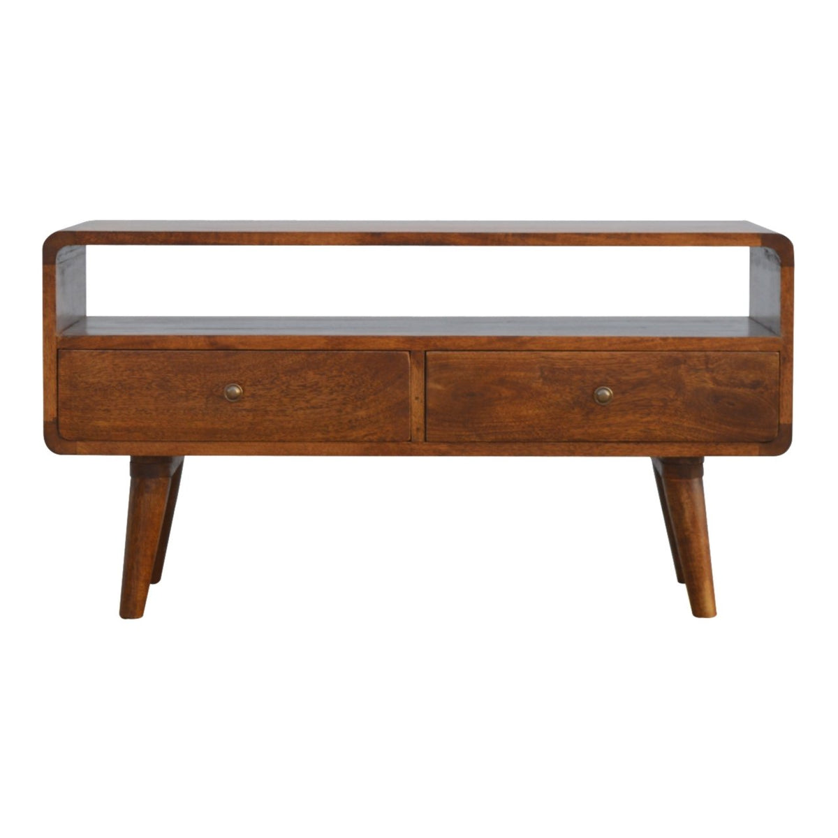 Curved Chestnut Media Unit 90cm