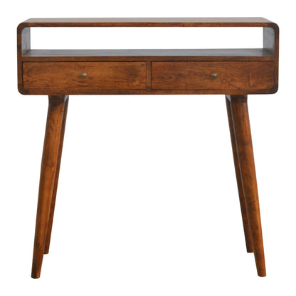 Curved Chestnut Console Table 90cm