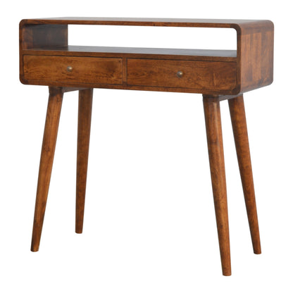 Curved Chestnut Console Table 90cm