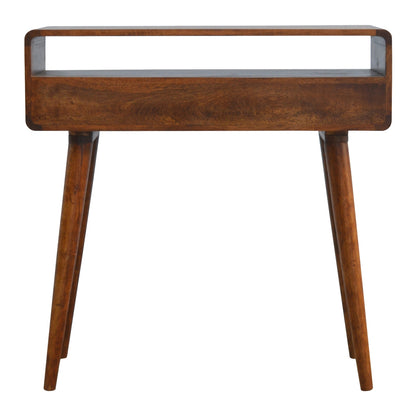 Curved Chestnut Console Table 90cm