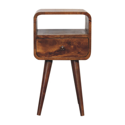 Mini Chestnut Curved Open Bedside 55cm