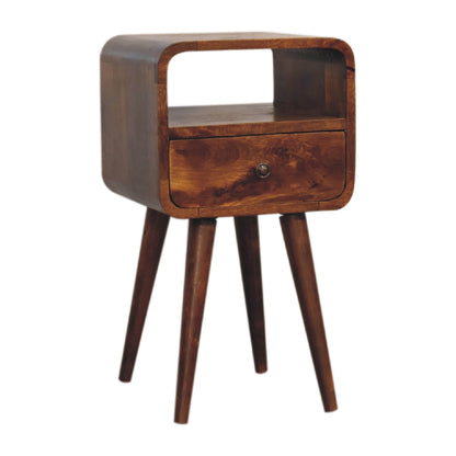 Mini Chestnut Curved Open Bedside 55cm