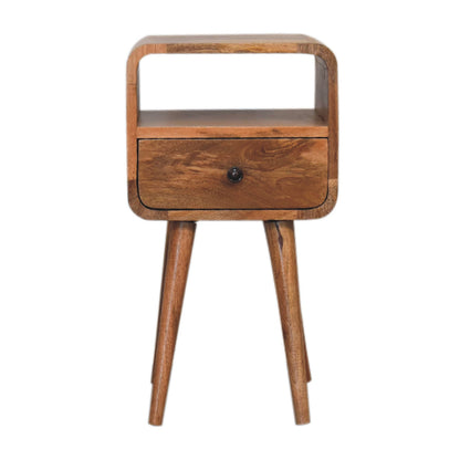 Mini Oak Look Curved Open Bedside 55cm
