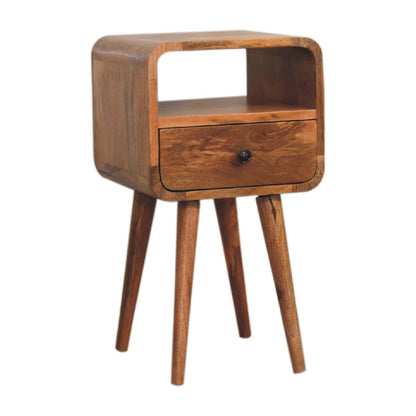 Mini Oak Look Curved Open Bedside 55cm