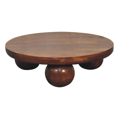 Chestnut Round Ball Foot Coffee Table 80cm