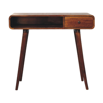 Curved Chestnut Writing Desk 90cm