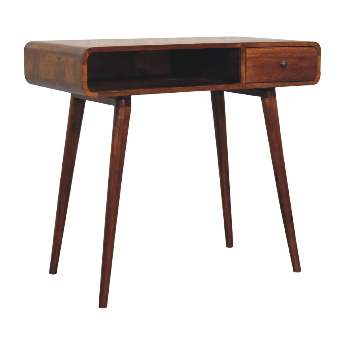 Curved Chestnut Writing Desk 90cm