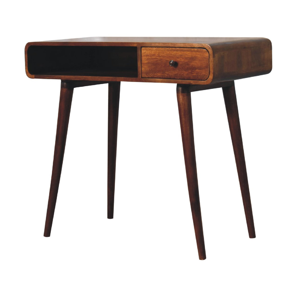 Curved Chestnut Writing Desk 90cm