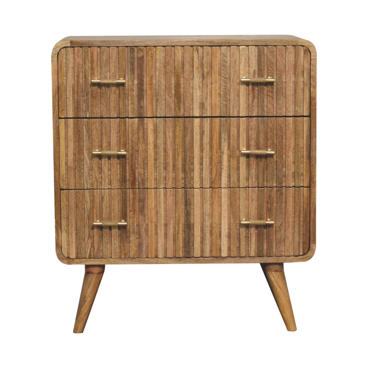 T-Bar Ridged Oak Chest of Drawers 79cm