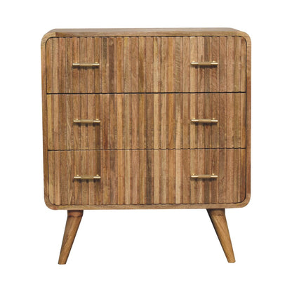 T-Bar Ridged Oak Chest of Drawers 79cm