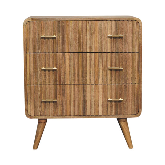 T-Bar Ridged Oak Chest of Drawers 79cm