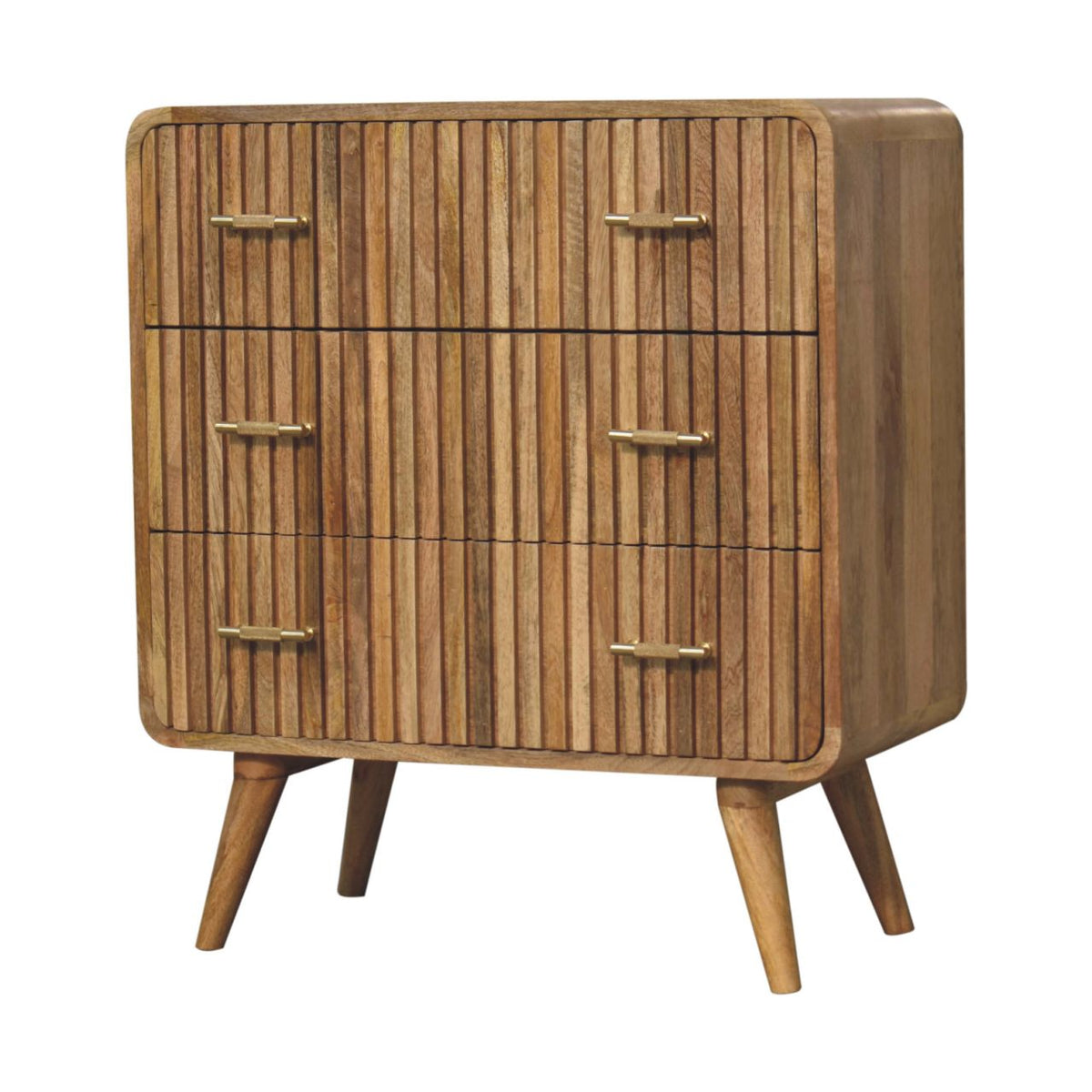 T-Bar Ridged Oak Chest of Drawers 79cm