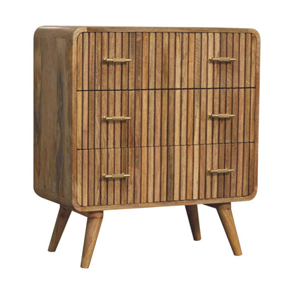 T-Bar Ridged Oak Chest of Drawers 79cm