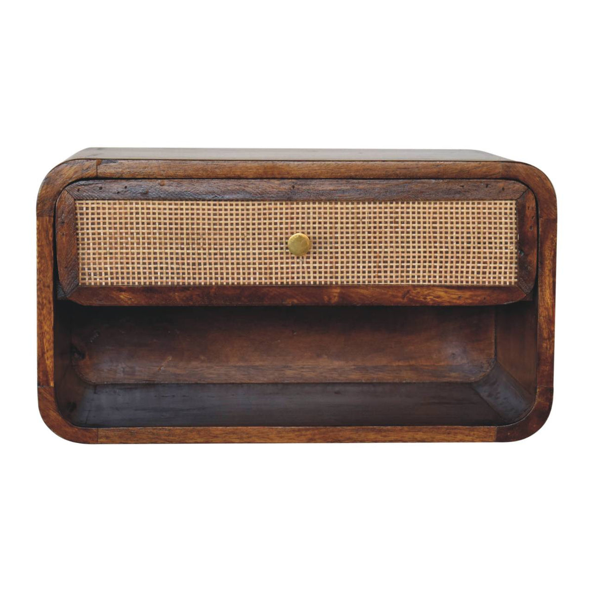 Wall Mounted Chestnut Woven Bedside 45cm