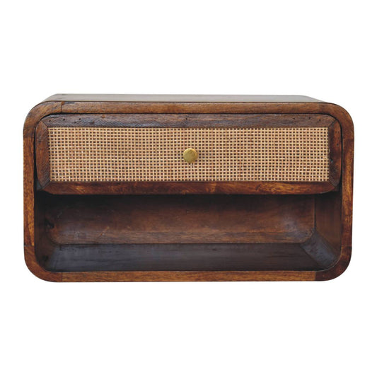 Wall Mounted Chestnut Woven Bedside 45cm
