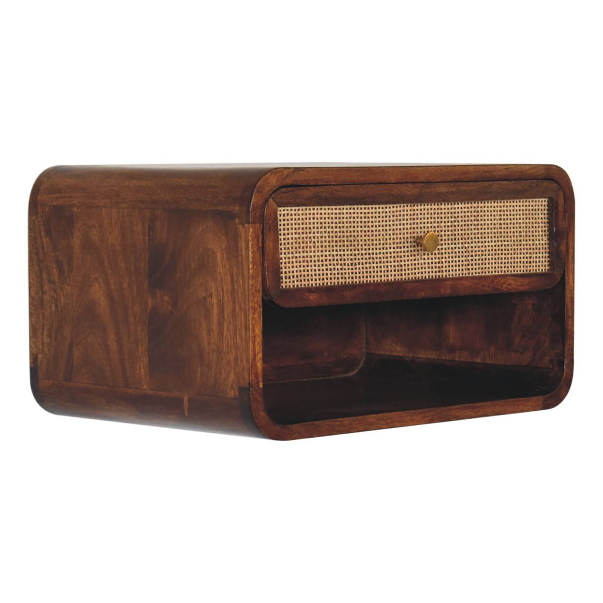 Wall Mounted Chestnut Woven Bedside 45cm