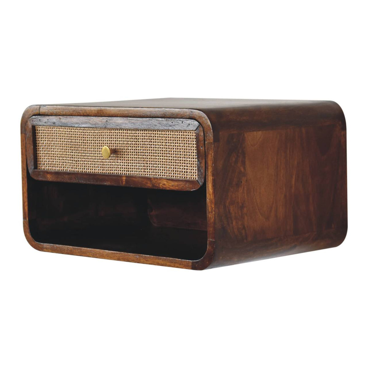 Wall Mounted Chestnut Woven Bedside 45cm