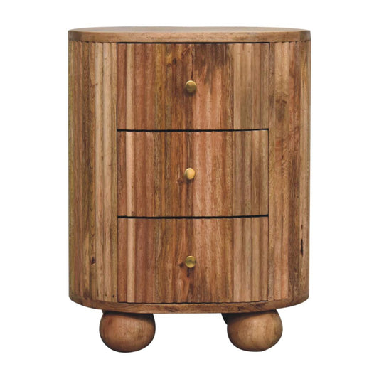 Soba Oak 3 Drawer Bedside 58cm