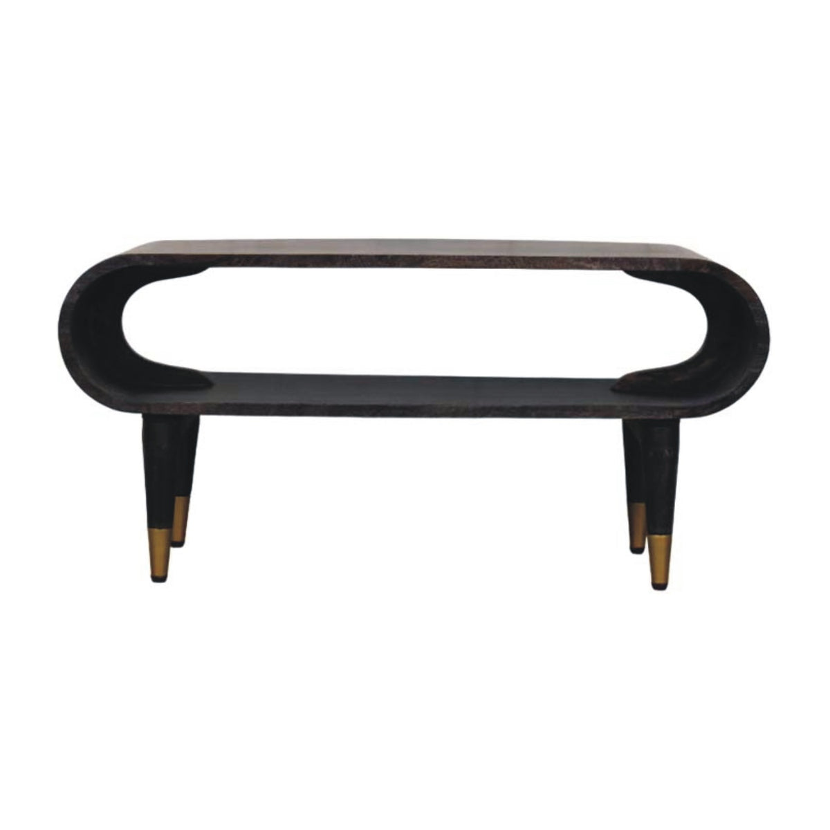 Mocha Curved Console with Brass Feet 90cm