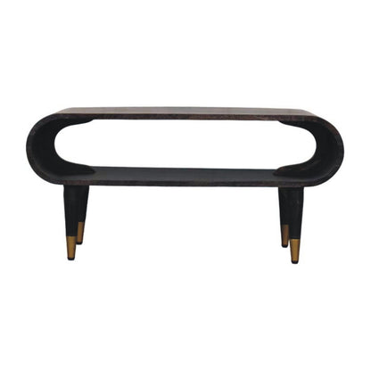 Mocha Curved Console with Brass Feet 90cm